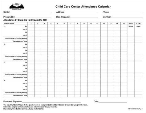 9 Absence Calendar Templates Free Pdf Excel Format Download