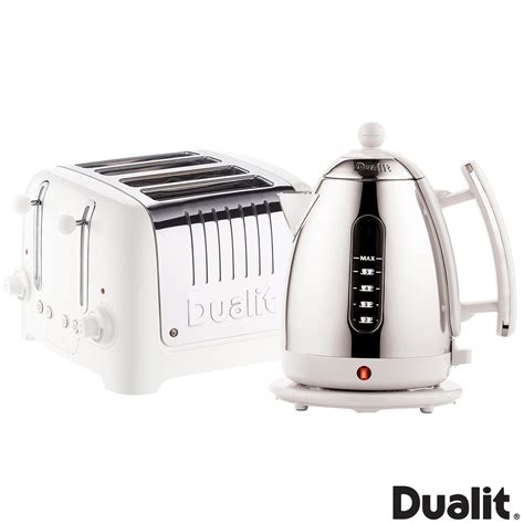 Dualit Lite Kettle And 4 Slot Toaster Set White 10121 Cos