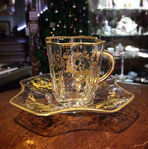 Moser Glass Cup And Saucer C1890 Moorabool Antiques Galleries