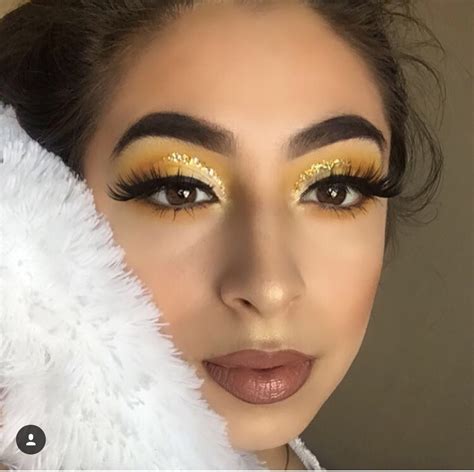 Yellow Orange Eyeshadow Glitter Liner Eye Makeup Look Fleeky Dark