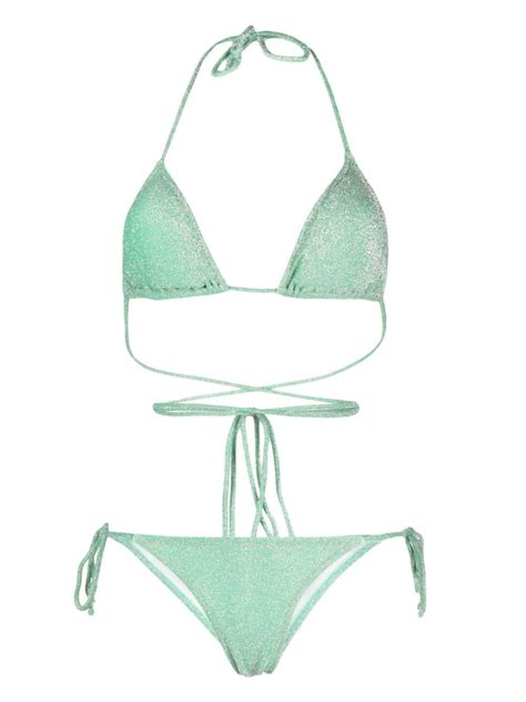 Reina Olga Miami Lurex Bikini Set In Green Lyst UK