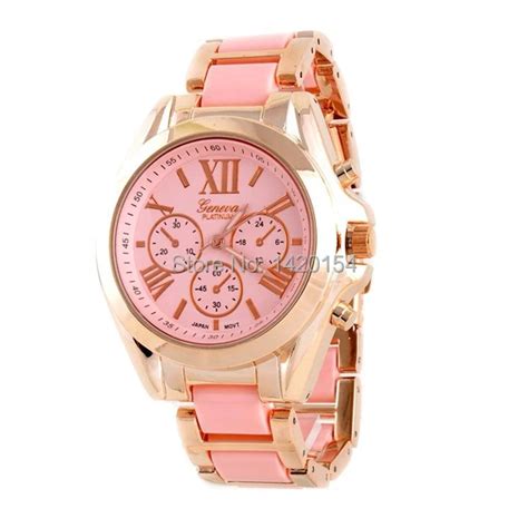 2018 pink nude relogio metal acrylic band genev platinum quartz women watches in women s watches