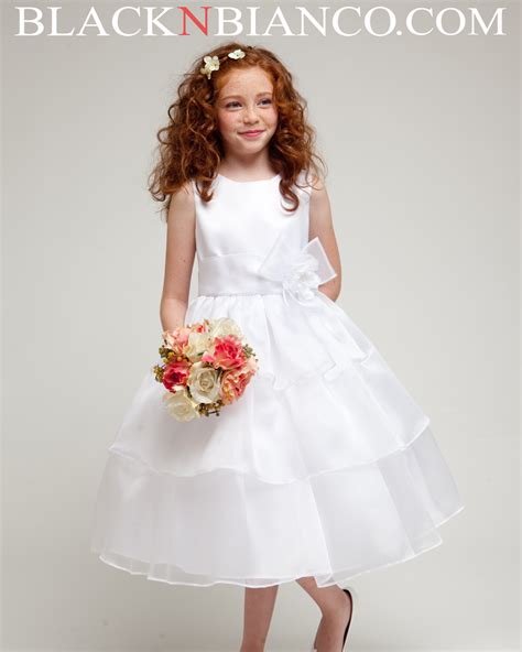 White Flower Girl Dress Heavenly Style With Three Layered Organza Skirt