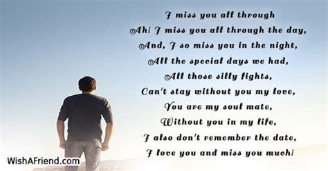 I Miss You All Through Missing You Poem For Wife