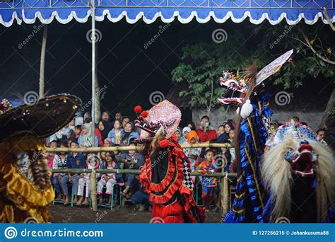 Jathilan Barongan Folk Dance Yogyakarta Indonesia Editorial Image