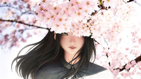 Wallpaper Anime Girl Beautiful Cherry Blossom Sakura