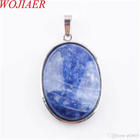 Wholesale Wojiaer Natural Blue Veins Stone Gem Stone Bead Oval Silver