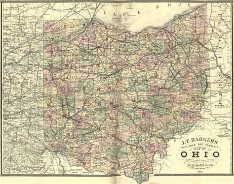 Ohio State J T Barker H R Page 1885 Historic Map Reprint