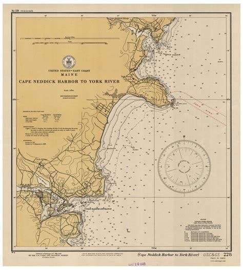 Cape Neddick To York River Maine B Nautical Map Harbors Etsy