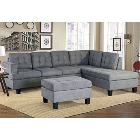 Harperandbright Designs 3 Piece Sectional Sofa With Cup Holder And