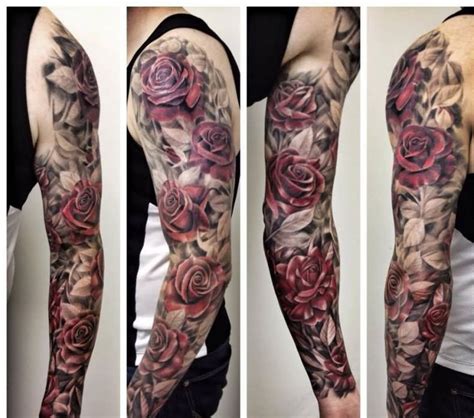Awesome Floral Tattoo Design For Men Full Sleeve Rose Tattoos