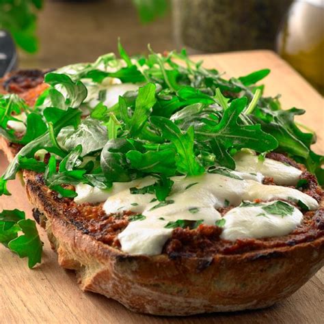 Mozzarella And Arugula Bruschetta Savory