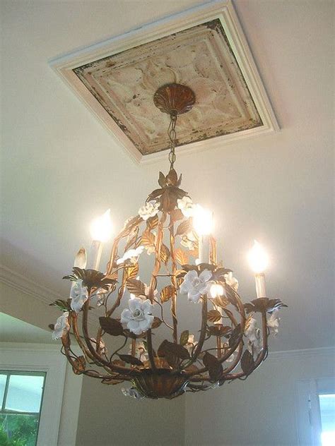 Thread fixture chain and wiring. It's up ~ | Rustic ceiling medallions, Ceiling decor ...