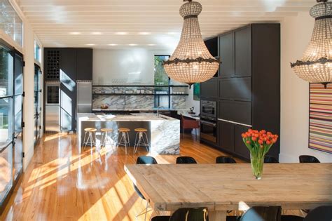 Contemporary Kitchen And Dining Area With Vintage Chandeliers Hgtv