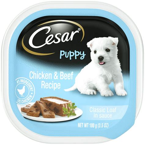 Cesar Puppy Soft Wet Dog Food Classic Loaf In Sauce Chicken And Beef