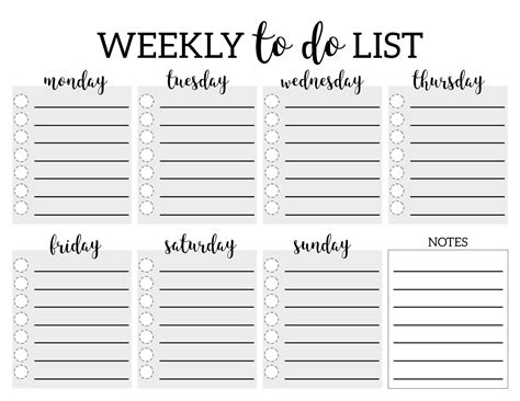 Free Printable Weekly To Do List Pdf Template Word Project Daily Task