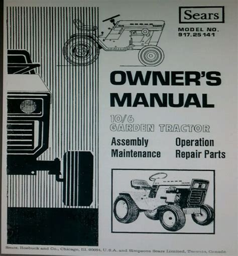 Sears Suburban 106 Garden Tractor And 42 Mower Imp Owner And Parts Manual