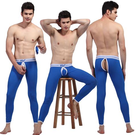 Mens Sexy Hip Empty Warm Pants Removable Pouch Long Johns Thermal