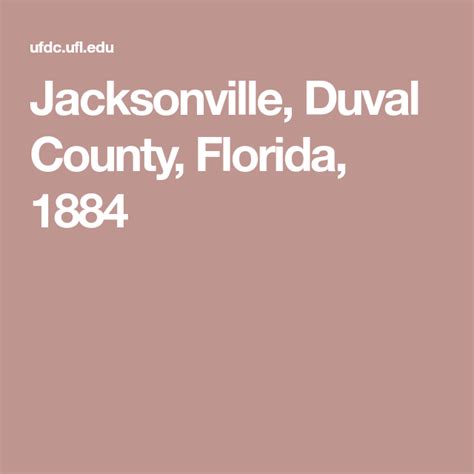Jacksonville Duval County Florida 1884 Duval County Jacksonville