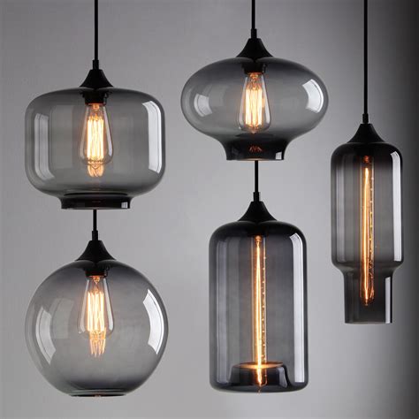 This large industrial style ceiling light fitting. MODERN INDUSTRIAL SMOKY GREY GLASS SHADE LOFT CAFE PENDANT ...