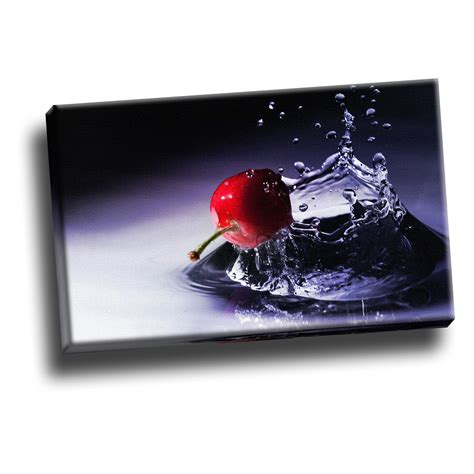 Cherry Water Splash Giclee Canvas Kitchen Dining Room Art Picture