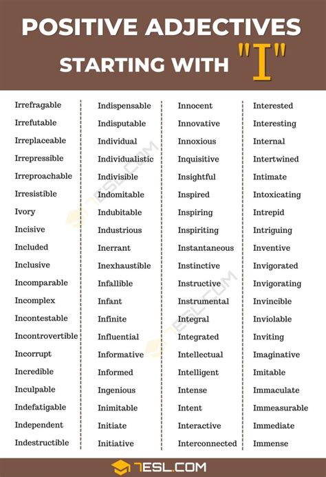 111 Positive Adjectives That Start With I In English 7esl