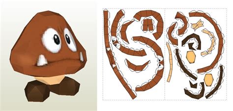 Papercraft Template Of Goomba From Super Mario By M4r3k0001 On Deviantart