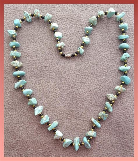 Turquoise Agate Bead Necklace Beaded Necklace Agate Beads Necklace