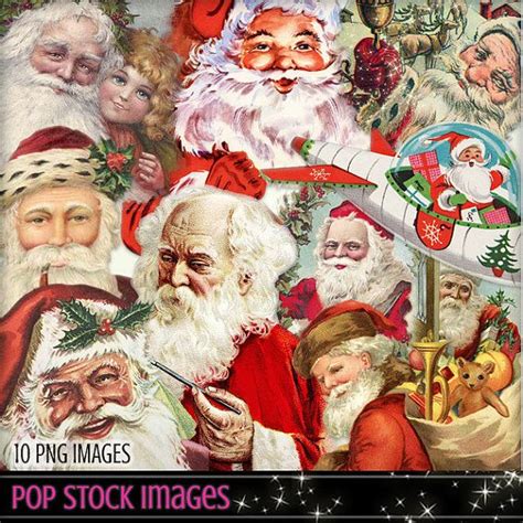 Digital Christmas Clipart Vintage Santas Santa Clipart Etsy Clip