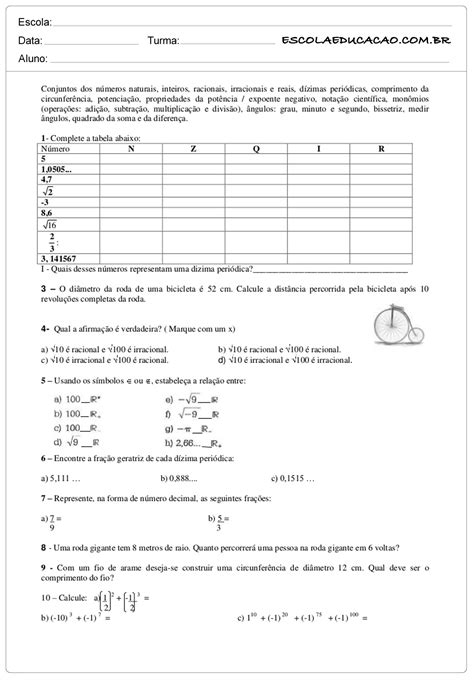 Prova De Matemática 8 Ano 1 Bimestre Com Gabarito