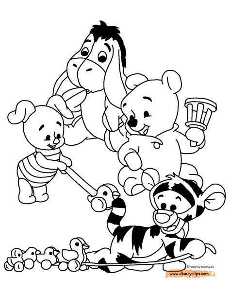 Winnie the pooh likes to have fun at hundred acre wood, print coloring pages of winnie the pooh jumping and playing with friends, tigger, roo, piglet, eeyore, Baby Pooh Printable Coloring Pages | Disney Coloring Book - Coloring Home