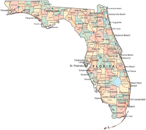Map Of Florida Fl Cities And Highways Map Of Florida Map Of