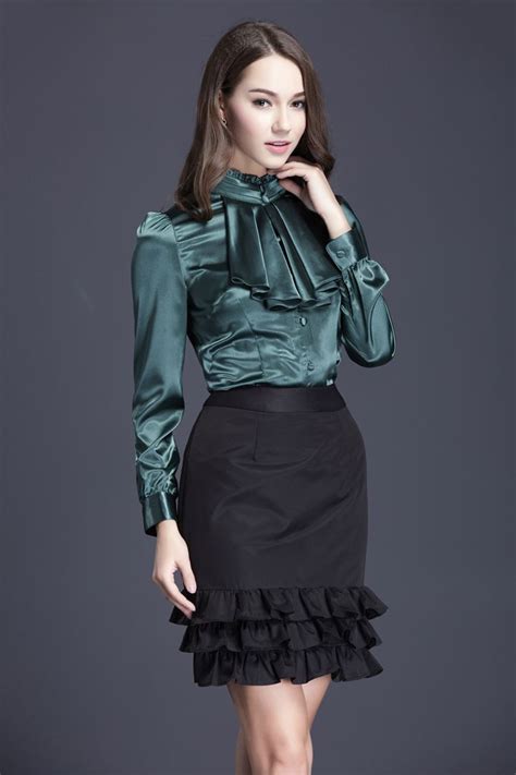 Ruffled Satin Blouse ファッションスタイル ファッション レディース ドレス ファッション
