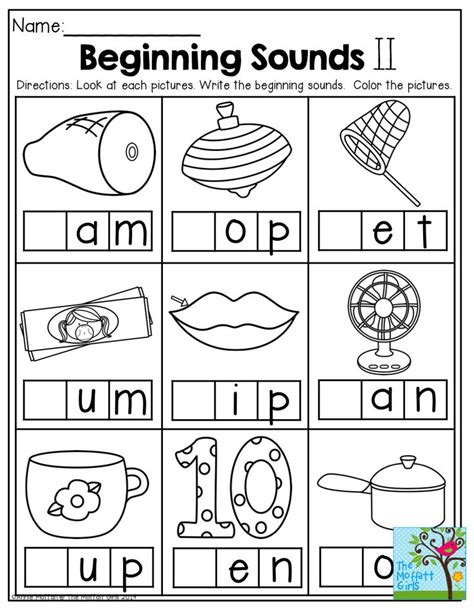 The Beginning Sounds Worksheet With Pictures To Help Students Learn How