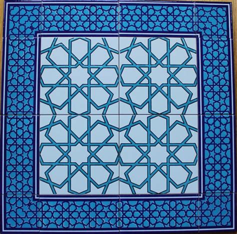 Turkish Iznik Geometric Tile Mural Panel Anatolian Artifacts