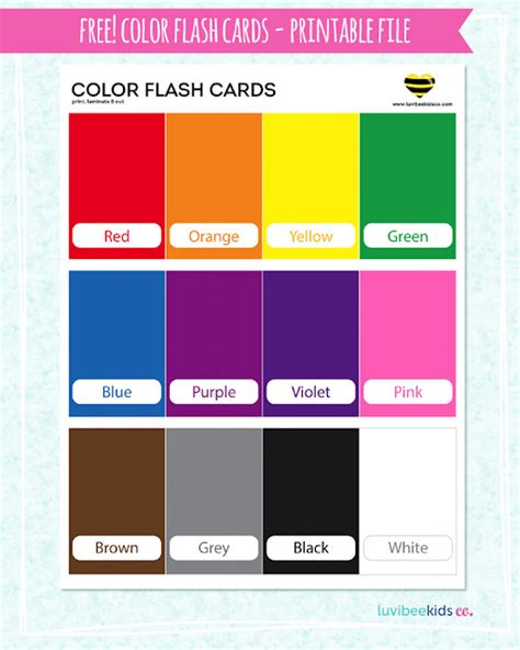 Luvibeekids Co Blog Color Flash Cards Free Printable