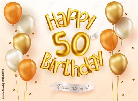 Vettoriale Stock 50th Birthday Vector Concept Design Happy Birthday 3d