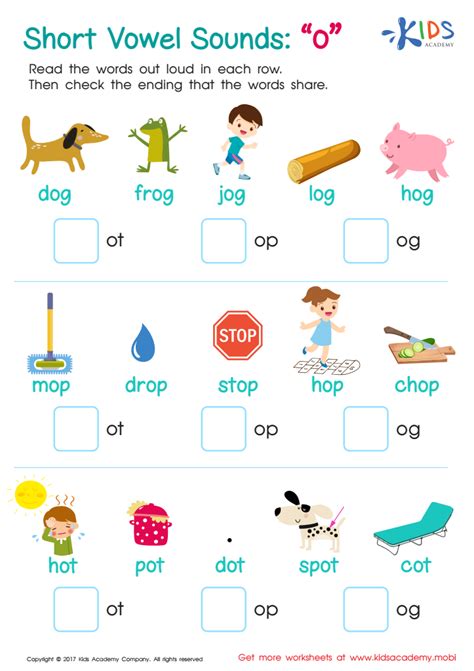 Short Vowel Sounds O Spelling Worksheet Free Printable For Kids