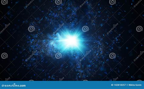 Blue Particles Background Dust Particles With Real Lens Flare Royalty