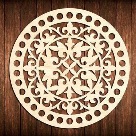 Laser Cut Flower Bottom Circle Wooden Base For Crochet Basket Free Dxf