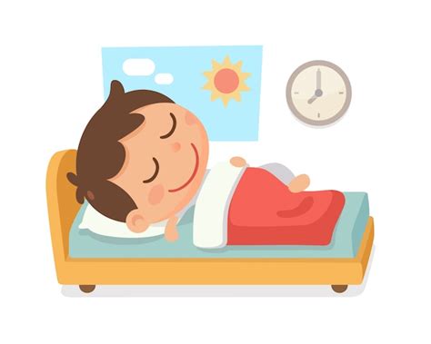 Premium Vector Kids Bedtime Activity A Boy Sleep In The Bed And A