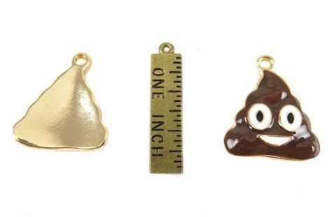 Gold Plated Smiling Poop Face Emoji Charms 2x K303 A