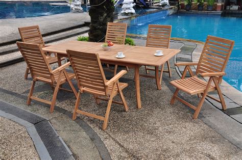 Teak Dining Set6 Seater 7 Pc 94 Rectangle Table And 6 Ashley