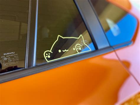 Bongo Cat Vinyl Decal Outline Peeking Car Window Etsy