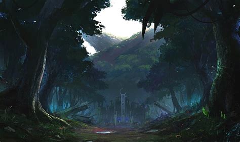 Dark Anime Forest Background