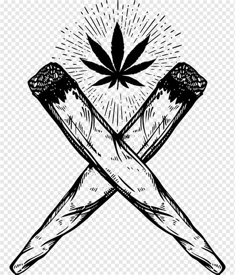 Joint Drawing Cannabis Smoking Cannabis Joint Angle Monochrome