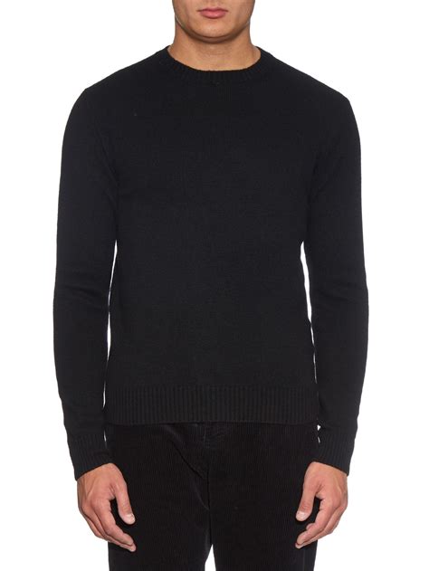 Lyst Ami Crew Neck Wool Knit Sweater In Black For Men