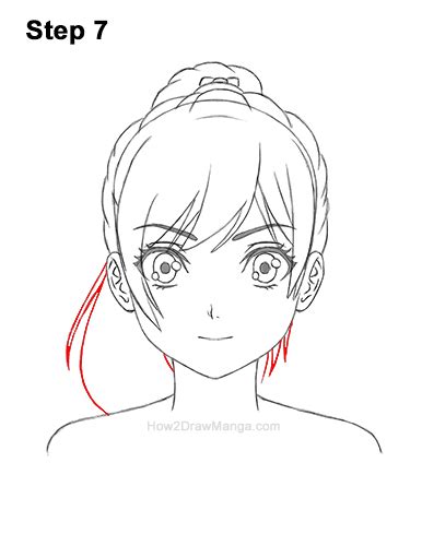 How To Draw A Manga Girl With A Ponytail Front View Step By Step