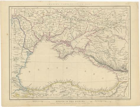 Antique Map Of The Black Sea And Surroundings By Sharpe 1849 Sharpe