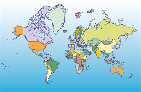 Weltkarte (politisch) mit städten, orten, straßen, flüssen, seen, bergen und landmarks. Weltkarte Mit Bezeichnung | creactie